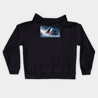 White futuristic house in snowy place Kids Hoodie